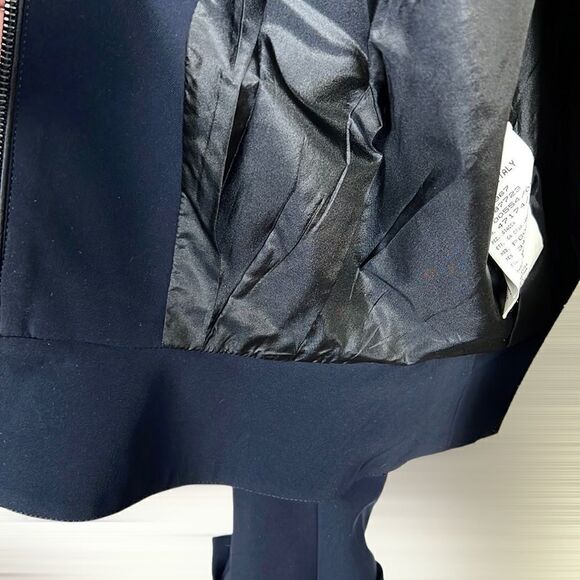 Giorgio Armani Dark Blue Ruffled Collar Full Zip Front Crop Jacket sz 46 US 8-10 - Picture 10 of 15